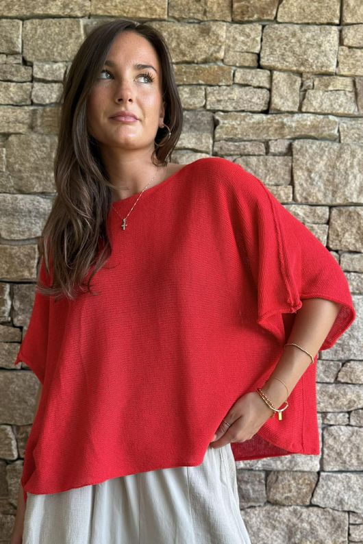 Conrad Box Cotton Knit Chilli